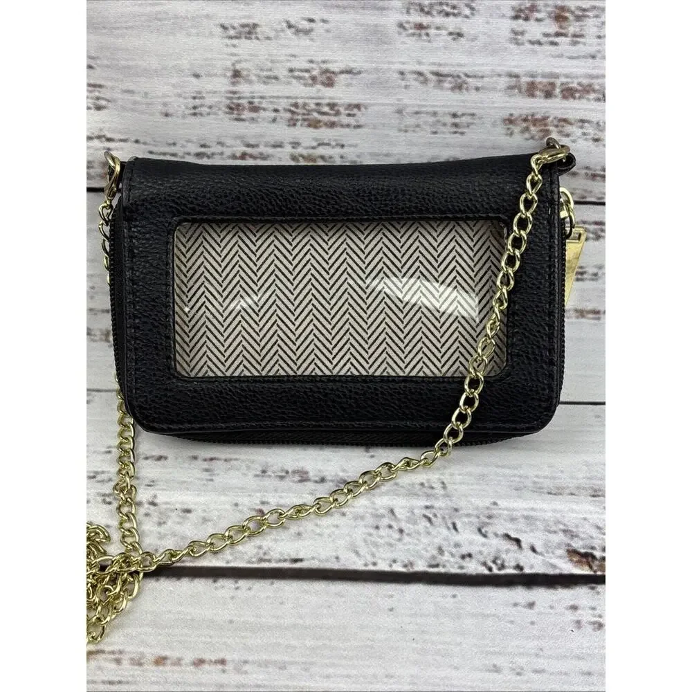 STEVE‎ MADDEN WRISTLET CELL PHONE CASE WALLET CLUTCH Purse BLACK W/ BLING Studs